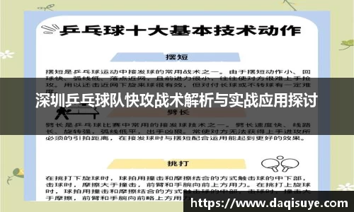 深圳乒乓球队快攻战术解析与实战应用探讨