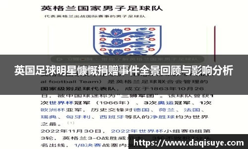 英国足球明星慷慨捐赠事件全景回顾与影响分析